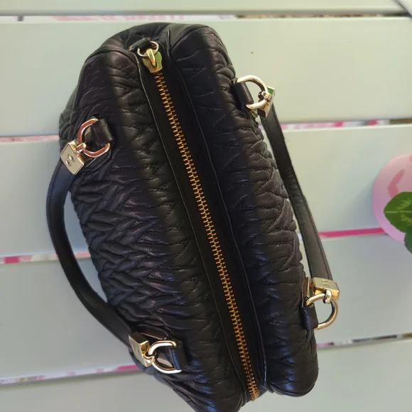 Coach Black Quilted Satchel with Gold-Tone Hardware - Picture 5 of 10